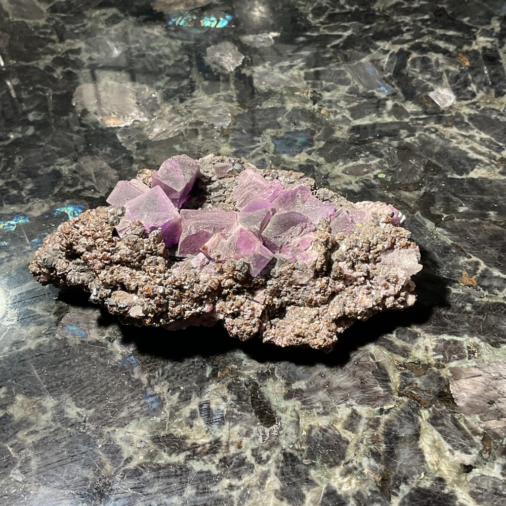 Purple Fluorite and Garnet Specimen